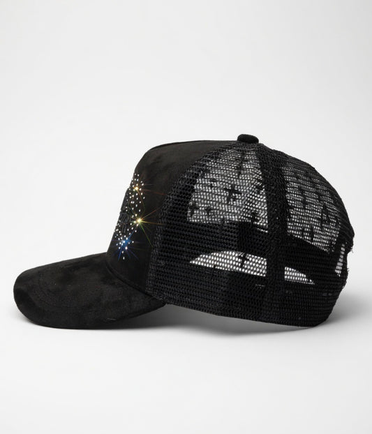 Suffer suede rhinestone snap back