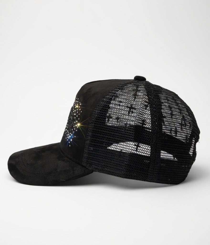 Suffer suede rhinestone snap back