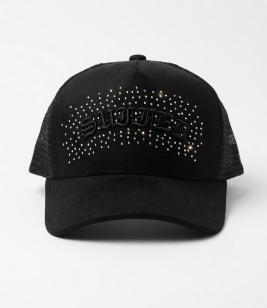 Suffer suede rhinestone snap back